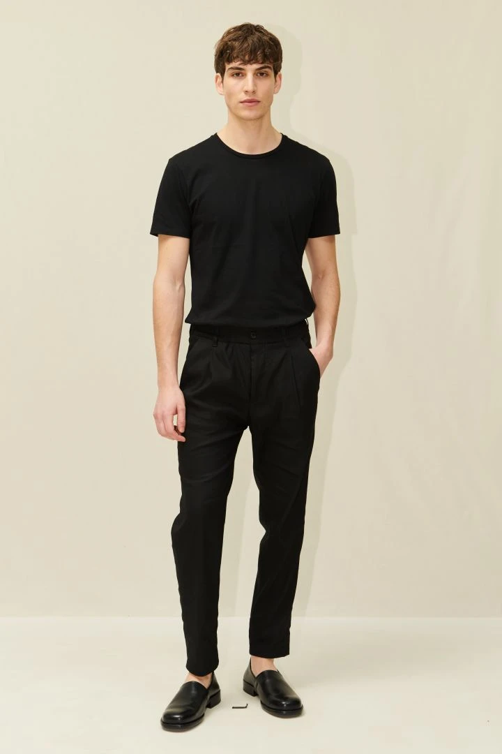 Casual Hose Mit Bundfalte Aus Leinen-Mix Schwarz 4 Casual Hose Mit Bundfalte Aus Leinen-Mix Schwarz - Image 2