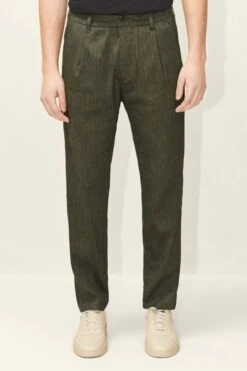 DRYKORN Casual Hose Mit Bundfalte Aus Leinen-Mix Grün