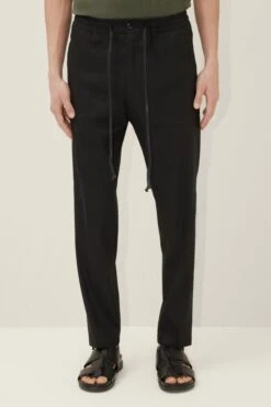 Jogpant Aus Leinen-Mix Schwarz