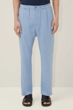 Jogpants Aus Reinem Leinenstoff Blau