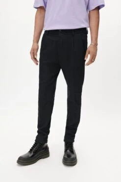 Casual Hose Mit Bundfalte Aus Jersey Schwarz