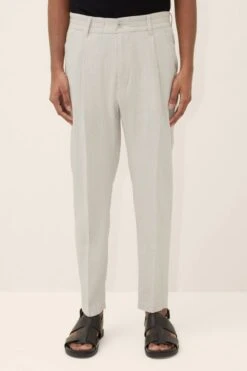 Casual Hose Mit Bundfalte Aus Leinen-Baumwoll-Mix Braun