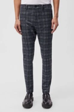 Karierte Slim Fit Hose Blau