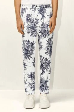 DRYKORN Casual Hose Mit Bundfalte Und Floral-Print Weiß
