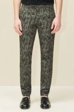 DRYKORN Slim Fit Hose Aus Baumwollgarbadine Mit Signature Print Grün