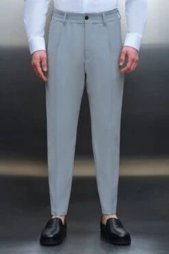 Casual Hose Mit Bundfalte Aus Bi-Stretch Wolle Blau