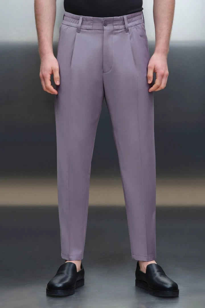 Casual Hose Mit Bundfalte Aus Bi-Stretch Lila 3 Casual Hose Mit Bundfalte Aus Bi-Stretch Lila