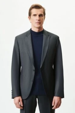 Slim Fit Smoking Sakko In Woll-Mix Blau