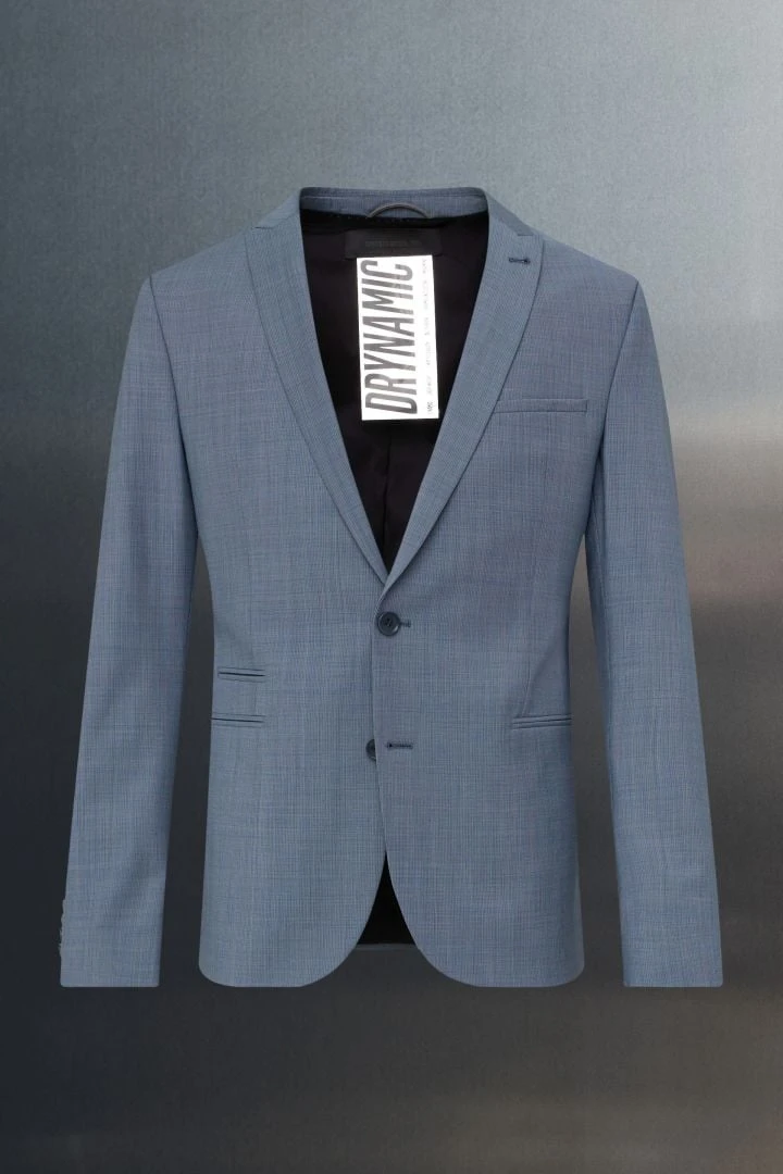 Skinny Fit Sakko Mit Receceltem Polyester Blau 8 Skinny Fit Sakko Mit Receceltem Polyester Blau - Image 6