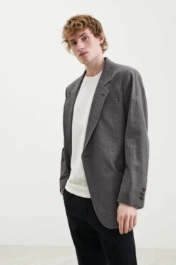 Oversize Seersucker Sakko Grau