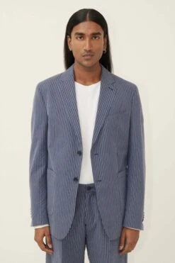 DRYKORN Klassiches Sakko In Streifen Dessin Blau