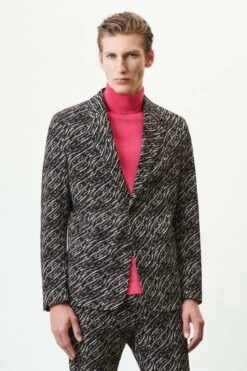 DRYKORN Regular Fit Sakko In Jersey Mit Zebra Jacquard Schwarz