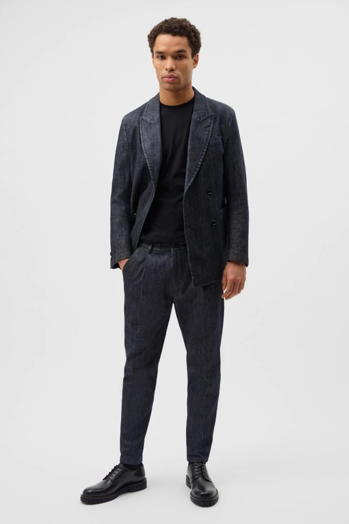 Zweireiher Sakko In Gewaschener Denim Optik Blau 4 Zweireiher Sakko In Gewaschener Denim Optik Blau - Image 2