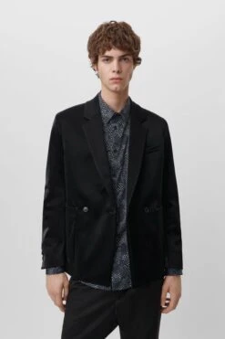 Samt Doppelreiher Schwarz