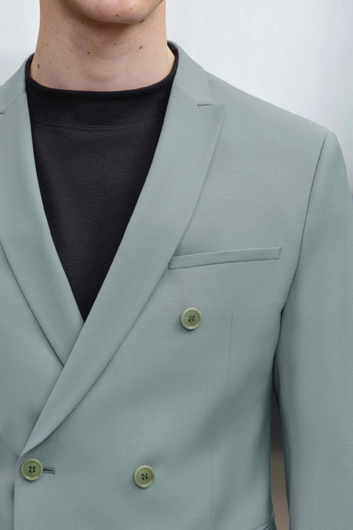 Bi-Stretch Zweireiher-Sakko Grün 6 Bi-Stretch Zweireiher-Sakko Grün - Image 4