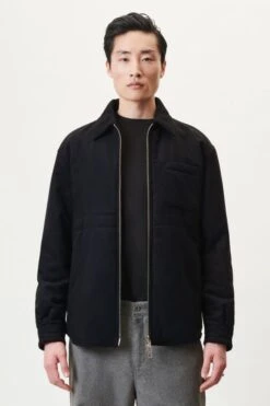 DRYKORN Lässiges Overshirt In Meliertem Woll-Flanell Blau