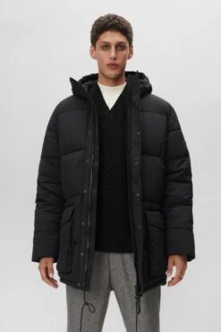 Parka Mit Kapuze Schwarz