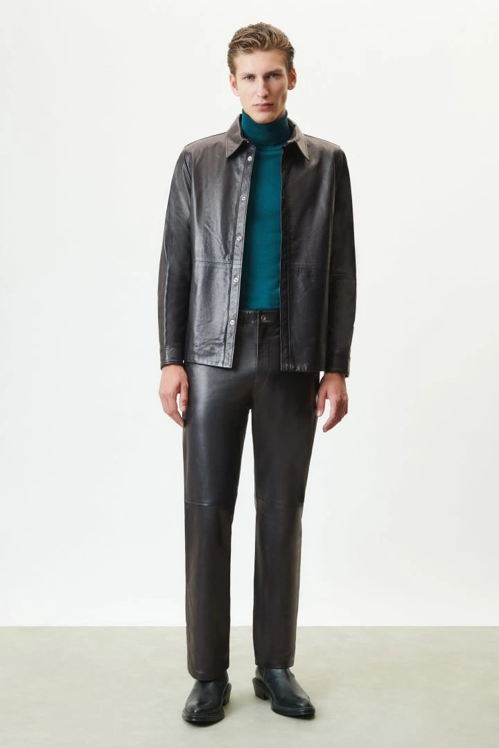 Gefütterte Hemdjacke In Weichem Lamm-Nappa Leder Schwarz 4 Gefütterte Hemdjacke In Weichem Lamm-Nappa Leder Schwarz - Image 2