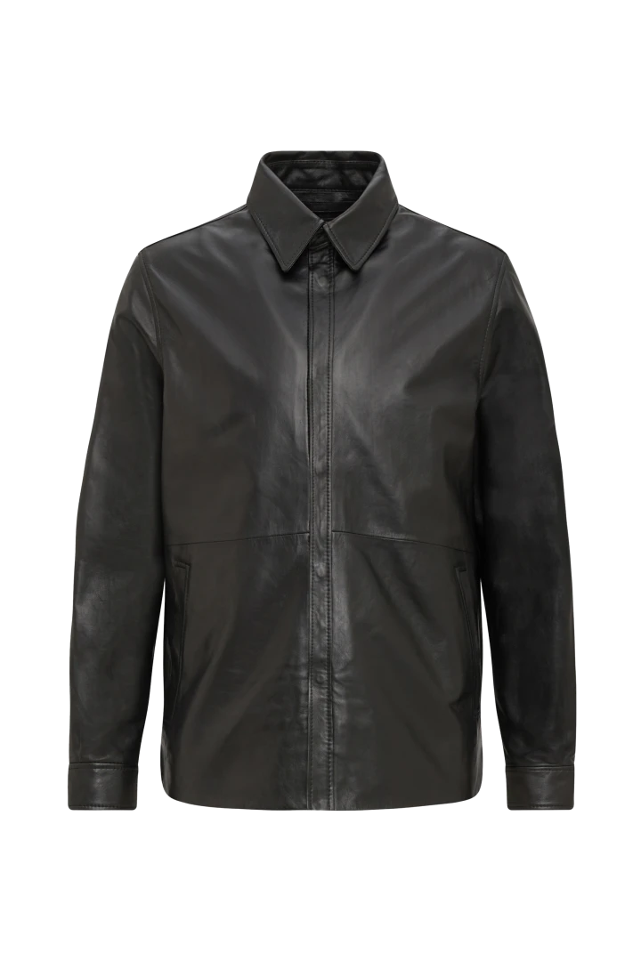 Gefütterte Hemdjacke In Weichem Lamm-Nappa Leder Schwarz 8 Gefütterte Hemdjacke In Weichem Lamm-Nappa Leder Schwarz - Image 6