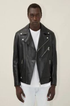 DRYKORN Biker Lederjacke Schwarz