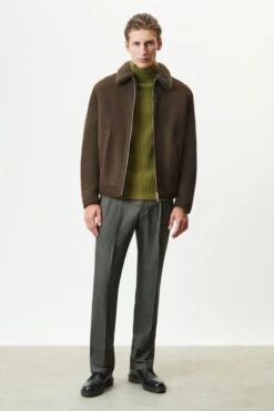 Blouson Jacke Mit Fellkragen In Lammfell Braun