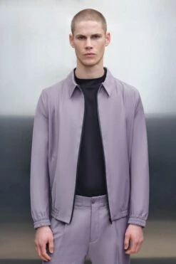 Blouson Jacke Mit 2-Way Zipper Aus Bi-Stretch Wolle Lila