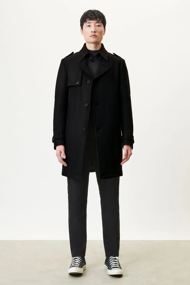 DRYKORN Trenchcoat In Winterlichem Woll-Mix Schwarz 4 DRYKORN Trenchcoat In Winterlichem Woll-Mix Schwarz - Image 2