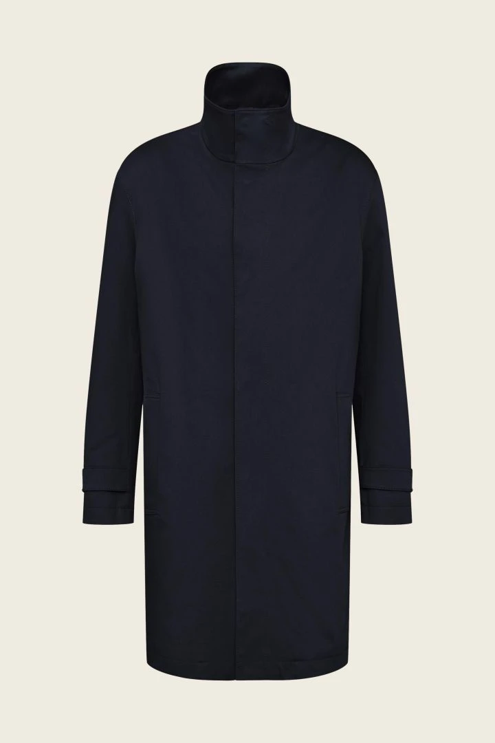 DRYKORN Stehkragenmantel In Baumwoll-Twill Blau 7 DRYKORN Stehkragenmantel In Baumwoll-Twill Blau - Image 5