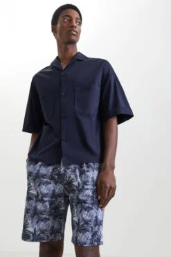 Oversized Kurzarmhemd Blau