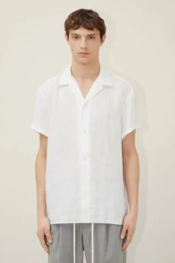 Drykorn Geschäft 36 DRYKORN Kurzarmhemd Mit Camp Collar Aus Leinen Weiß