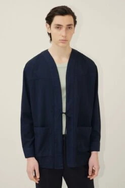 Kimonohemd Mit Aufgesetzten Taschen Blau