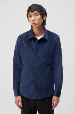 Relaxed Fit Shirt In Baumwollcord Blau