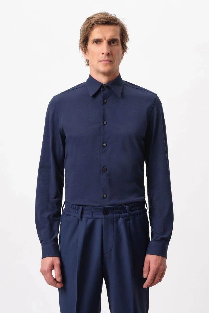 Tight Fit Hemd In Elastischer Baumwolle Blau 3 Tight Fit Hemd In Elastischer Baumwolle Blau