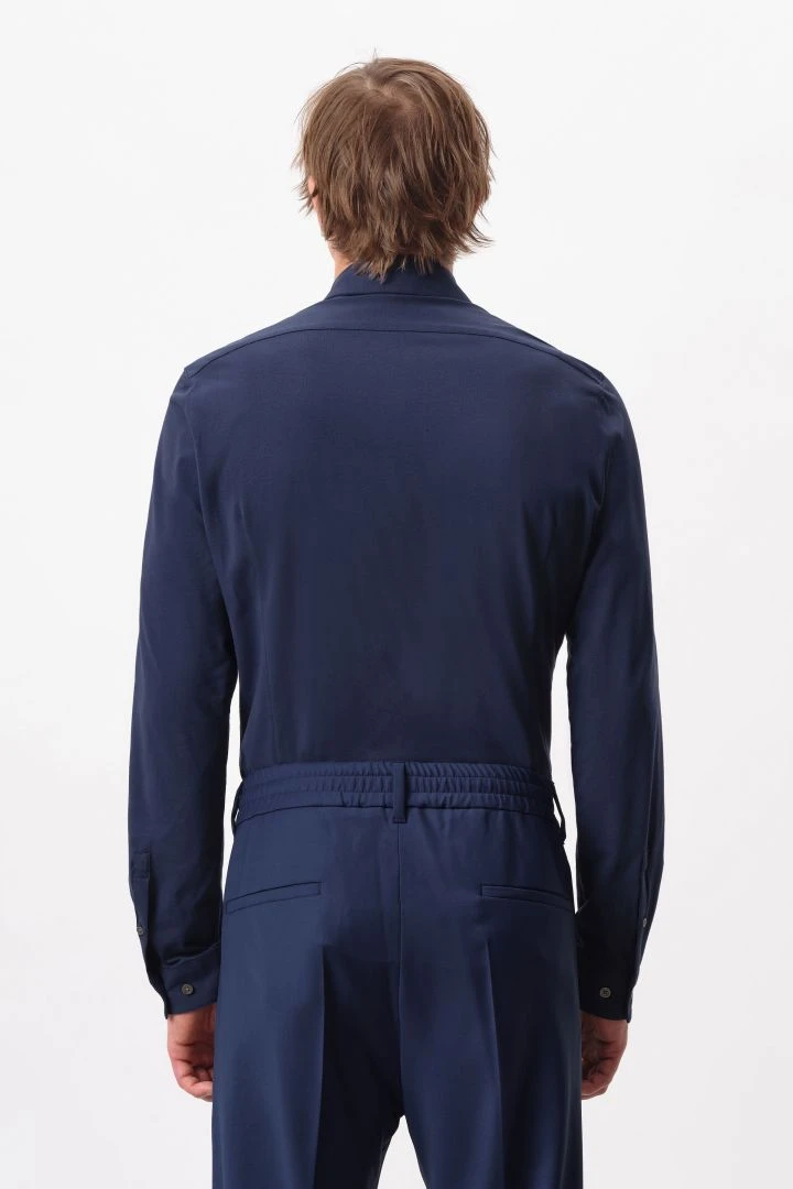 Tight Fit Hemd In Elastischer Baumwolle Blau 5 Tight Fit Hemd In Elastischer Baumwolle Blau - Image 3