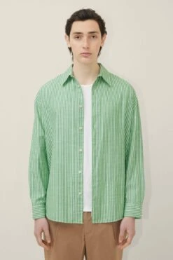 Oversized Hemd Mit Streifen Grün