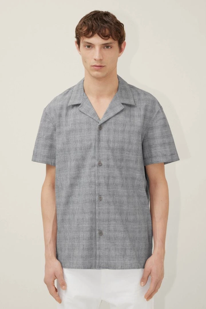 DRYKORN Kurzarmhemd Mit Camp Collar In Feinem Karomuster Blau 3 DRYKORN Kurzarmhemd Mit Camp Collar In Feinem Karomuster Blau