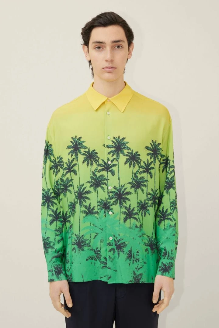 Oversized Hemd Mit Palmen-Print Gelb 3 Oversized Hemd Mit Palmen-Print Gelb