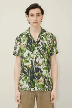 DRYKORN Kurzarmhemd Mit Camp Collar Und Floralem All-Over-Print Grün