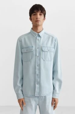 Denim Hemd Mit 2 Brusttaschen Blau