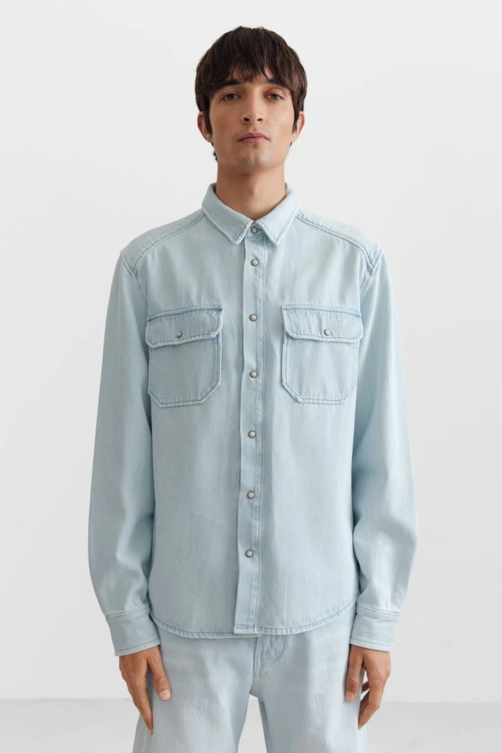 Denim Hemd Mit 2 Brusttaschen Blau 3 Denim Hemd Mit 2 Brusttaschen Blau