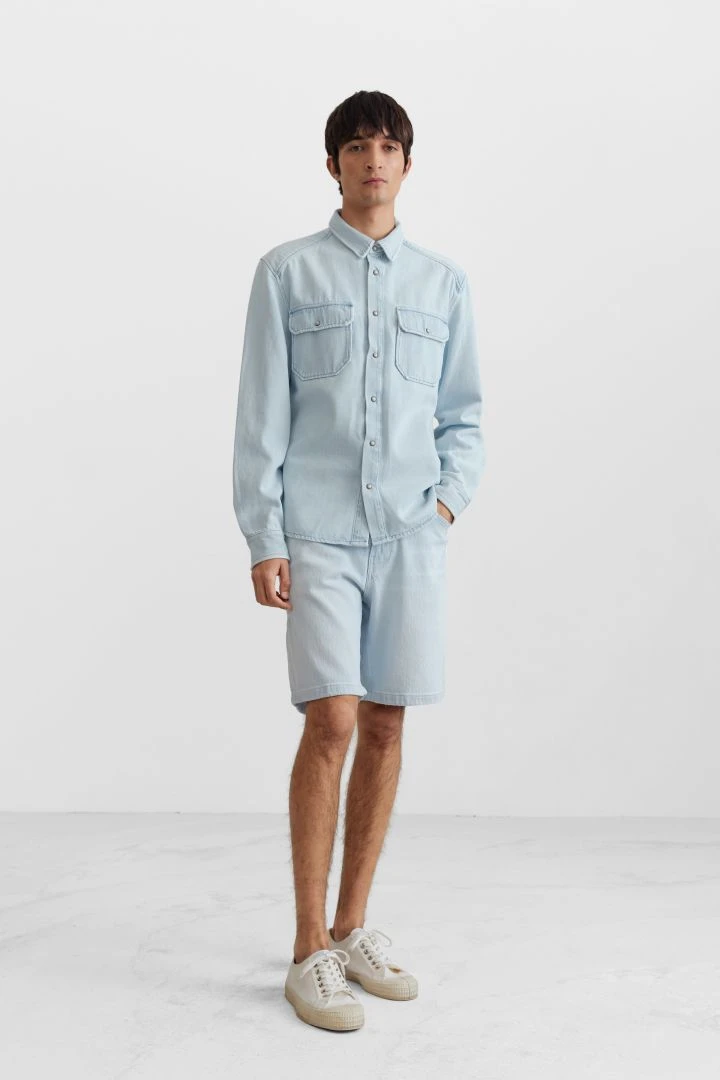 Denim Hemd Mit 2 Brusttaschen Blau 4 Denim Hemd Mit 2 Brusttaschen Blau - Image 2