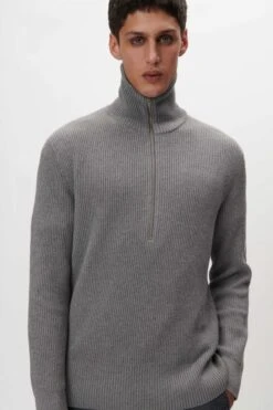 Zip Troyer In Kaschmirmix Grau