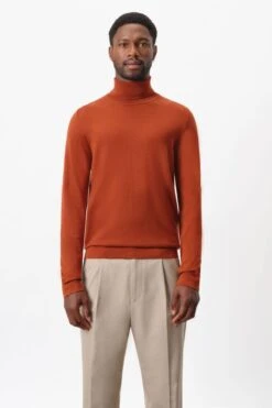 DRYKORN Rollkragenpullover In Merinowolle Orange