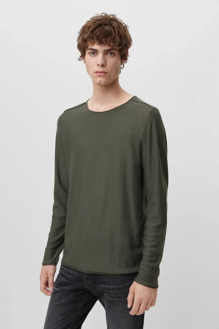 Pullover Mit Rollenden Kanten Aus Feiner Merinowolle Grün 3 Pullover Mit Rollenden Kanten Aus Feiner Merinowolle Grün