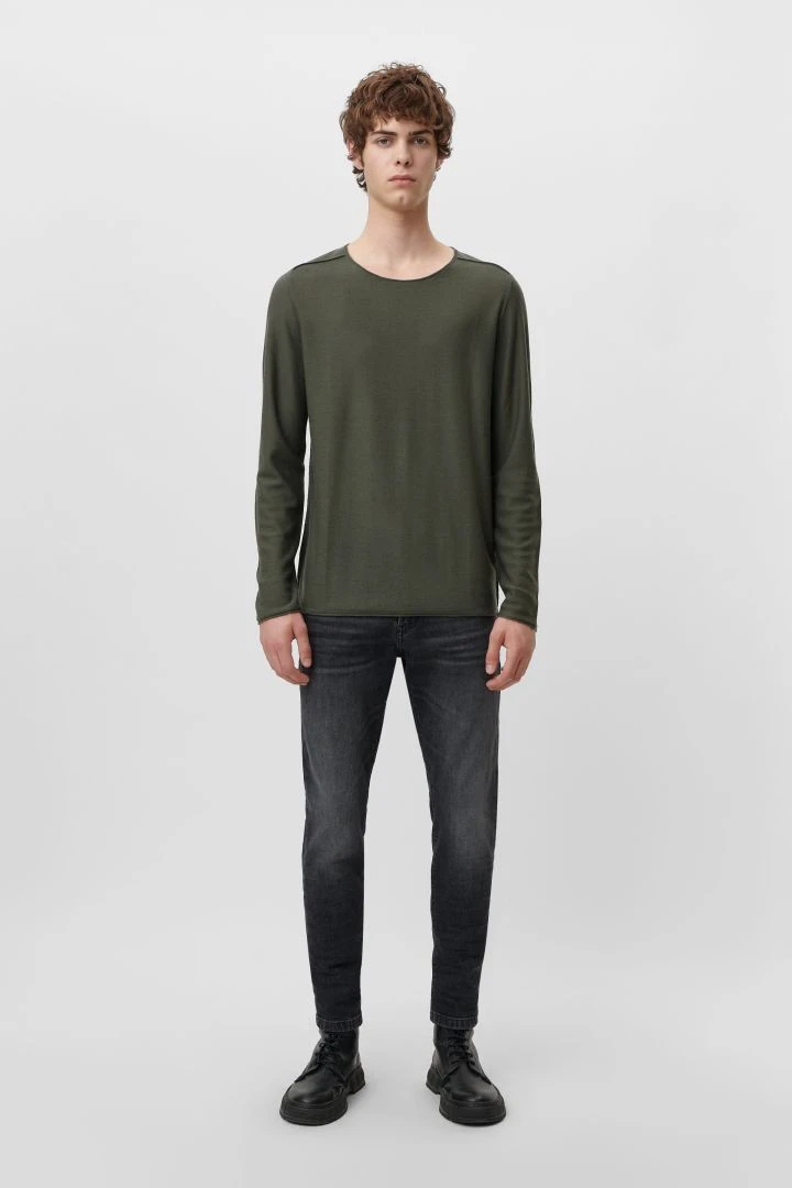 Pullover Mit Rollenden Kanten Aus Feiner Merinowolle Grün 4 Pullover Mit Rollenden Kanten Aus Feiner Merinowolle Grün - Image 2