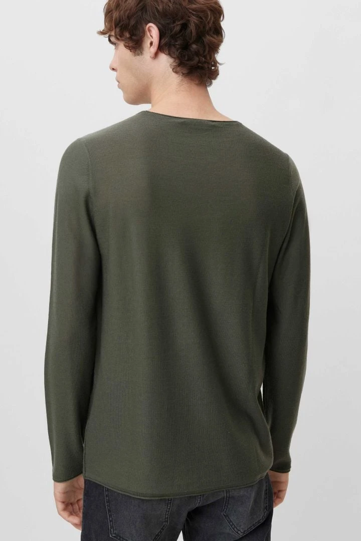 Pullover Mit Rollenden Kanten Aus Feiner Merinowolle Grün 5 Pullover Mit Rollenden Kanten Aus Feiner Merinowolle Grün - Image 3