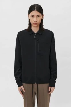 Zipjacke Aus Leichtem Material Schwarz