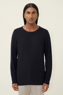 Pullover Mit Rollenden Kanten Aus Reiner Baumwolle Blau