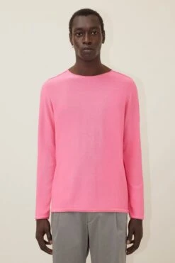 Pullover Mit Rollenden Kanten Aus Reiner Baumwolle Rosa