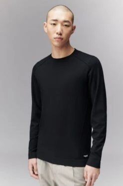 Roundneck Pullover Aus Viskose-Mix Schwarz